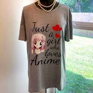 Anime shirt top tee tshirt just a girl who loves Anime